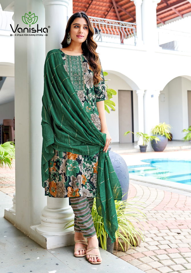 Sitara Vol 1 By Vaniska Rayon Foil Printed Kurti With Bottom Dupatta Wholesale Shop In Surat
